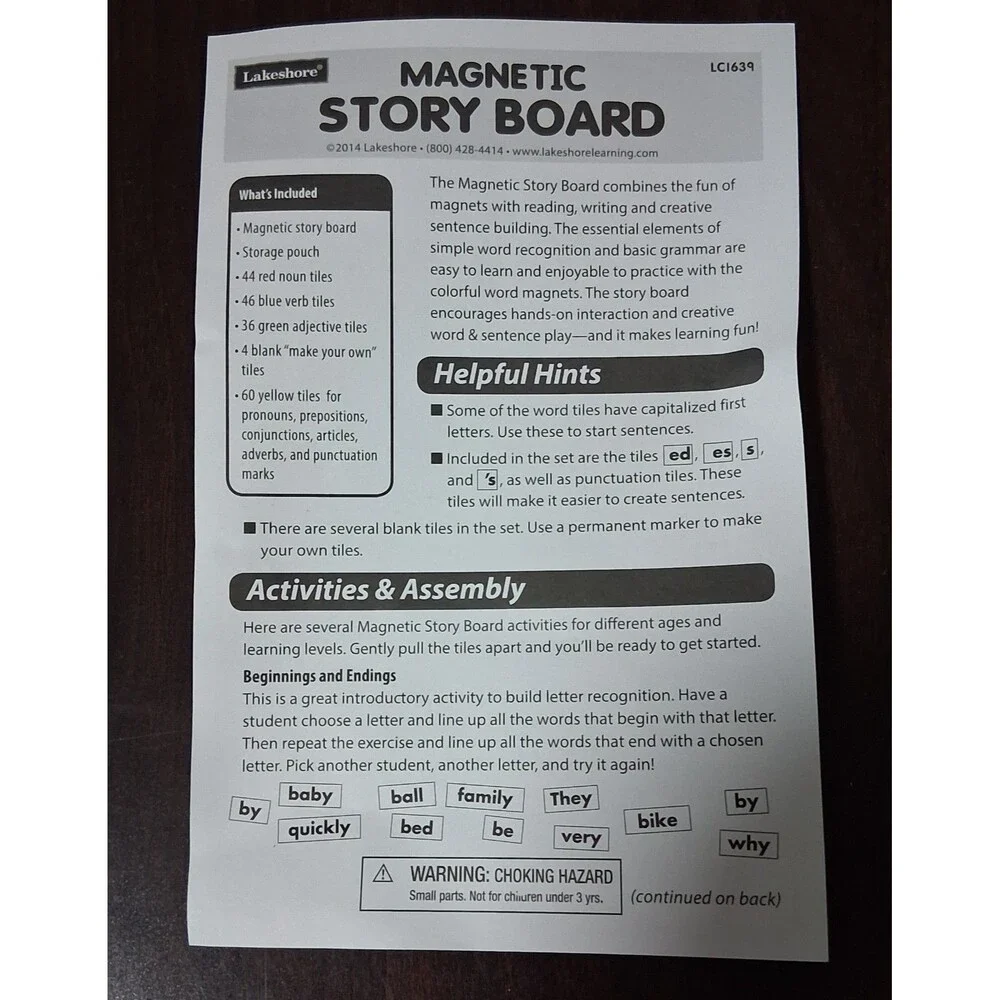 Magnetic Story Board 190 tiles Educational for kids ages 5+.